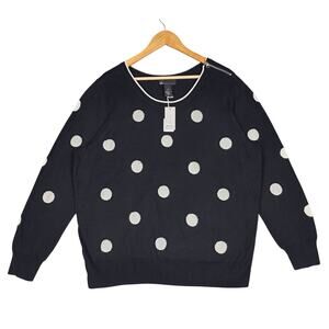 LANE BRYANT ELEMENTS - FUZZY POLKA DOTS - BLACK/WHITE SWEATER – SIZE 22/24 – NWT